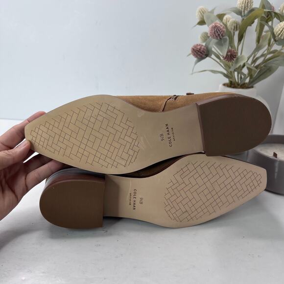 Cole Haan Grand 360 Naia Suede Chunky Heel Ankle Boot Golden Toffee Women's 9.5B - Picture 7 of 9